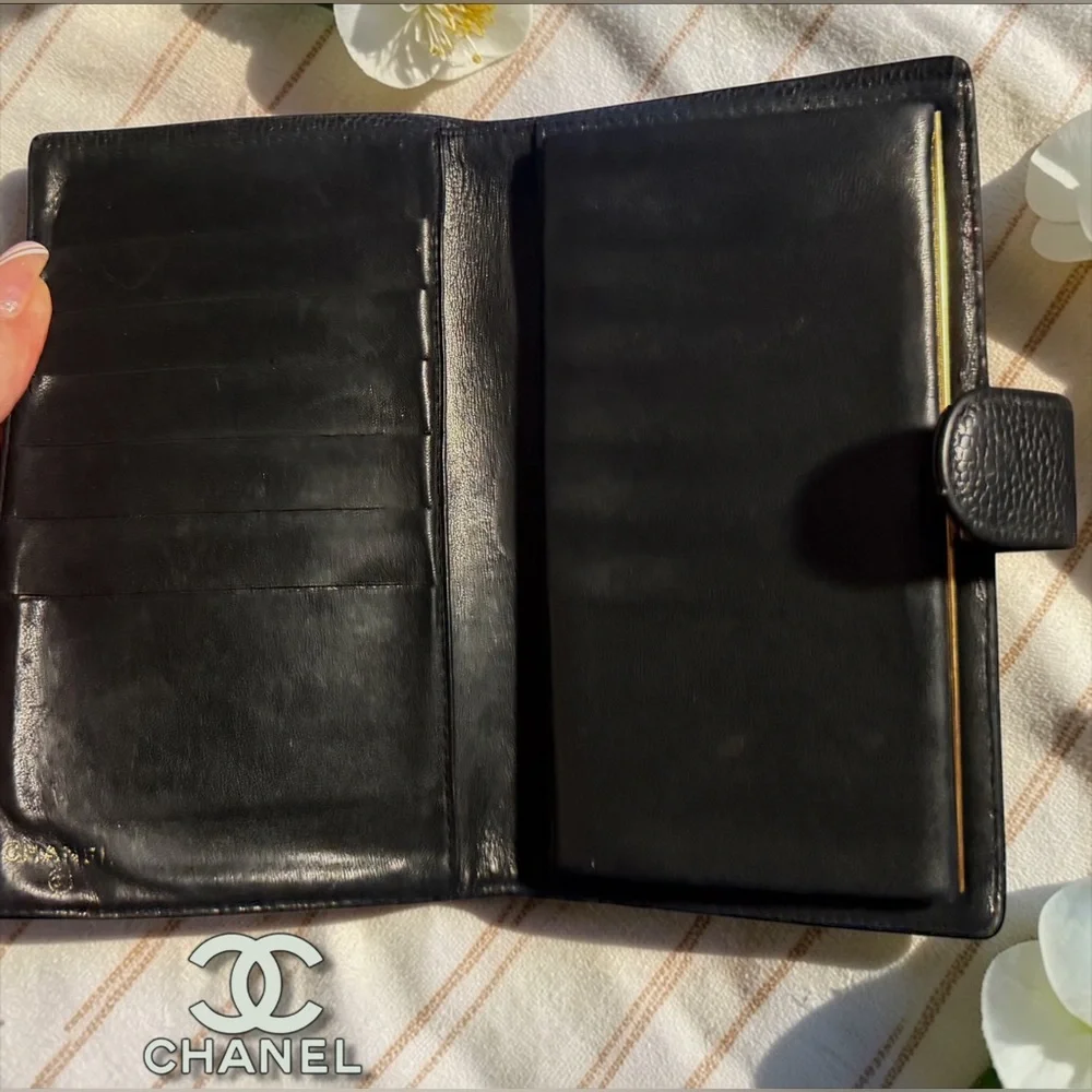 Chanel Caviar Timeless CC Long Wallet RICH BLACK LEATHER KISS Lock💋 - Picture 14 of 16